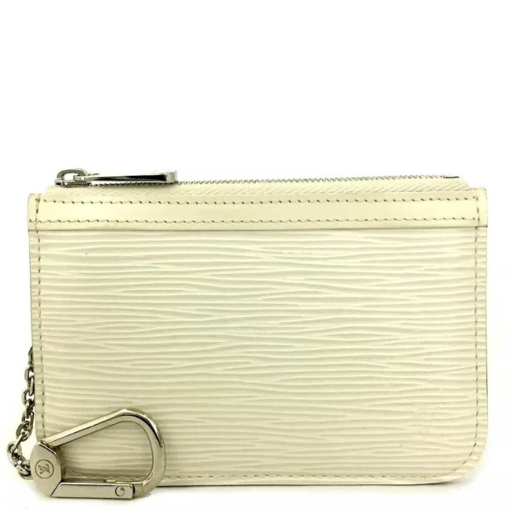 AUTHENTIC LOUIS VUITTON WHITE EPI POCHETE CLES NM LEATHER WALLET COIN PURSE